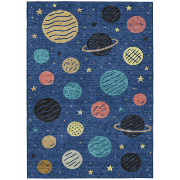 Floral Polyester Area Rug Machine Washable Low Pile for Indoor Outdoor Patio Use