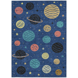Floral Polyester Area Rug Machine Washable Low Pile for Indoor Outdoor Patio Use