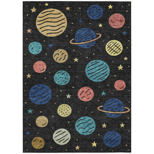 5 X 8 Floral Polyester Area Rug Machine Washable Indoor Outdoor Felt Backing