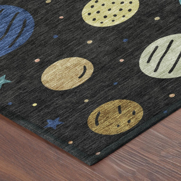 5 X 8 Floral Polyester Area Rug Machine Washable Indoor Outdoor Felt Backing