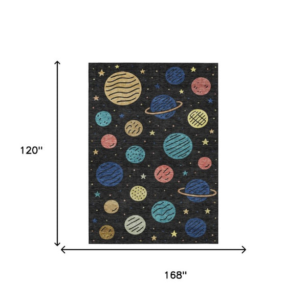 10 X 14 Floral Polyester Area Rug Machine Washable Low Pile for Indoor Outdoor Use