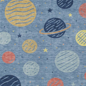 HomeRoots 5x8 Floral Polyester Area Rug Machine Washable Navy Blue Indoor Outdoor Use 733651