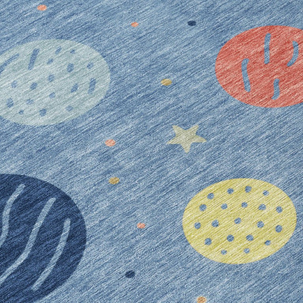 5x8 Floral Polyester Area Rug Machine Washable Navy Blue Indoor Outdoor Use