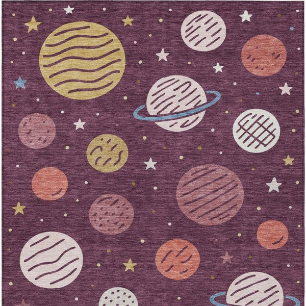 Floral Polyester Area Rug Washable Indoor Outdoor Low Pile Stain Resistant Patio Living Room