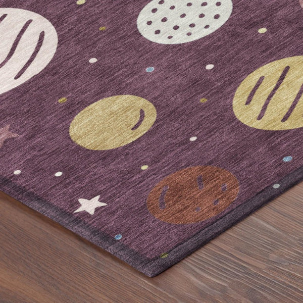 Floral Polyester Area Rug Washable Indoor Outdoor Low Pile Stain Resistant Patio Living Room