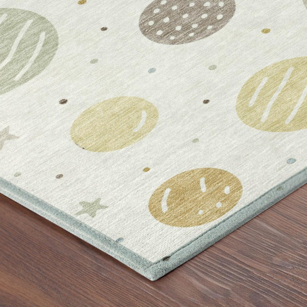 Floral Washable Indoor Outdoor Polyester Area Rug for Patio Living Room or Foyer
