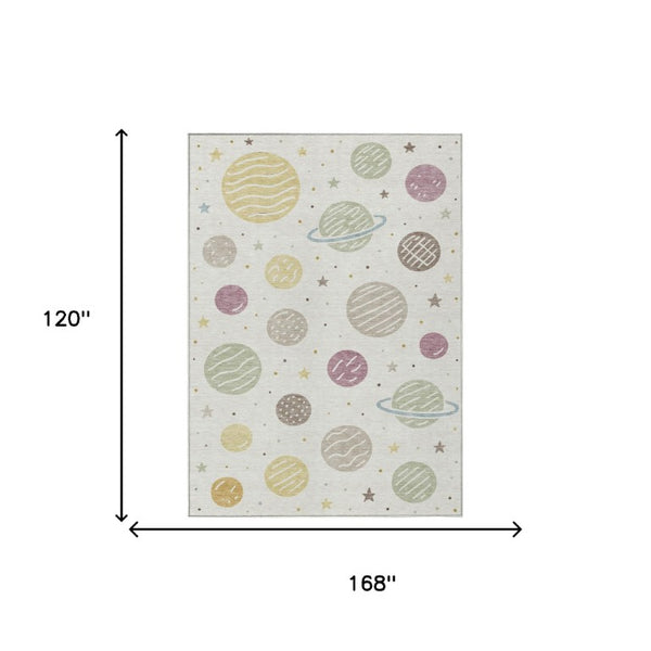 Floral Washable Indoor Outdoor Polyester Area Rug for Patio Living Room or Foyer