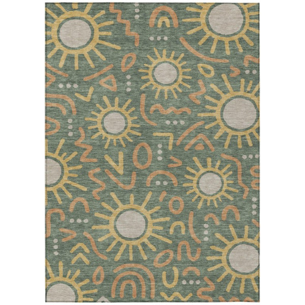 5x8 Geometric Polyester Area Rug Washable Indoor Outdoor Patio and Living Room