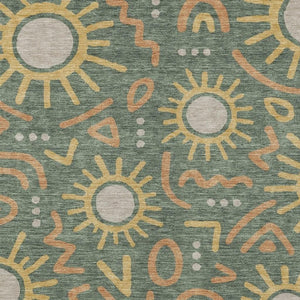HomeRoots 5x8 Geometric Polyester Area Rug Washable Indoor Outdoor Patio and Living Room 733675