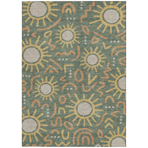 5x8 Geometric Polyester Area Rug Washable Indoor Outdoor Patio and Living Room