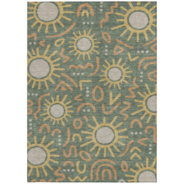 5x8 Geometric Polyester Area Rug Washable Indoor Outdoor Patio and Living Room