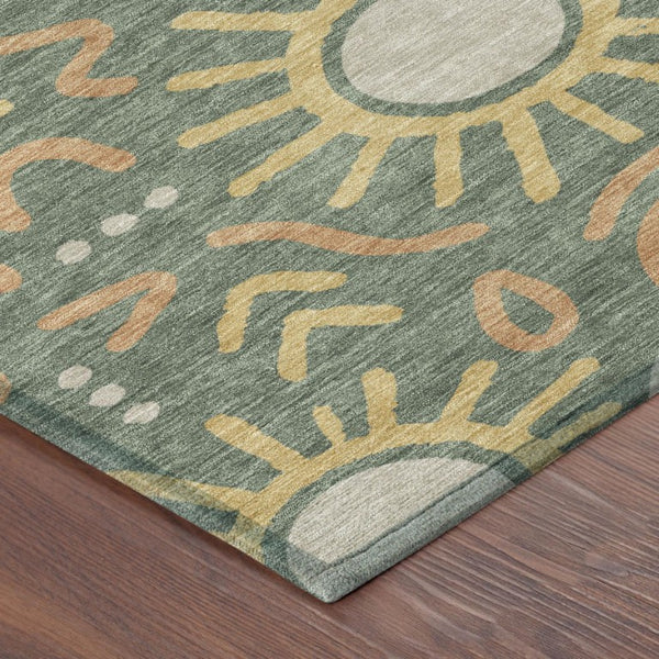 5x8 Geometric Polyester Area Rug Washable Indoor Outdoor Patio and Living Room