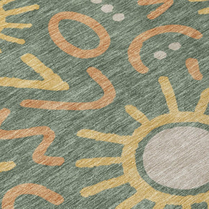 5x8 Geometric Polyester Area Rug Washable Indoor Outdoor Patio and Living Room