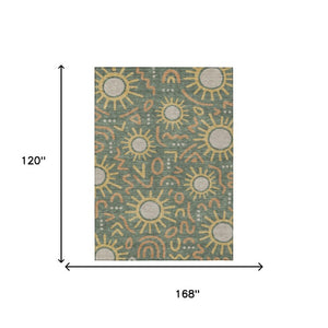 10 X 14 Geometric Polyester Area Rug Washable for Patio Living Room and Porch