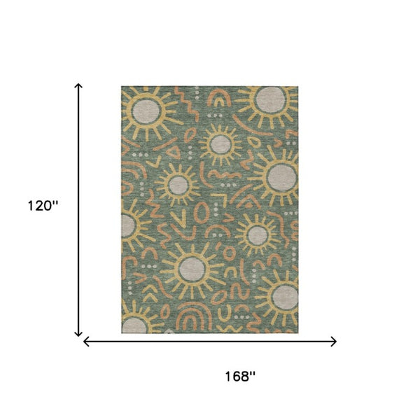 10 X 14 Geometric Polyester Area Rug Washable for Patio Living Room and Porch