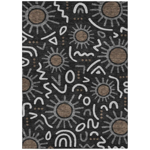 10 X 14 Geometric Polyester Indoor Outdoor Washable Area Rug with Felt Backing