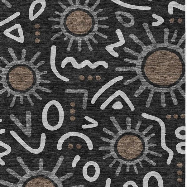 HomeRoots 10 X 14 Geometric Polyester Indoor Outdoor Washable Area Rug with Felt Backing 733685