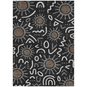 10 X 14 Geometric Polyester Indoor Outdoor Washable Area Rug with Felt Backing
