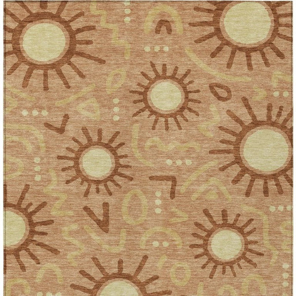 5 by 8 Geometric Polyester Area Rug Washable Indoor Outdoor Patio Entryway Modern