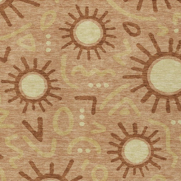 HomeRoots 8x10 Geometric Polyester Area Rug Machine Washable for Patios Kitchens and Entryways 733695