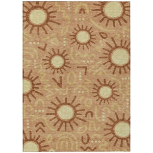 10 X 14 Copper Orange Geometric Polyester Washable Indoor Outdoor Area Rug