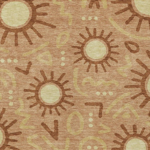 HomeRoots 10 X 14 Copper Orange Geometric Polyester Washable Indoor Outdoor Area Rug 733697