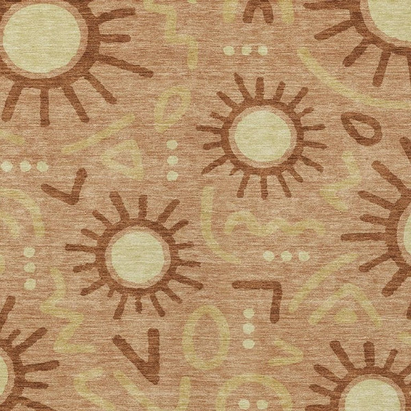 HomeRoots 10 X 14 Copper Orange Geometric Polyester Washable Indoor Outdoor Area Rug 733697