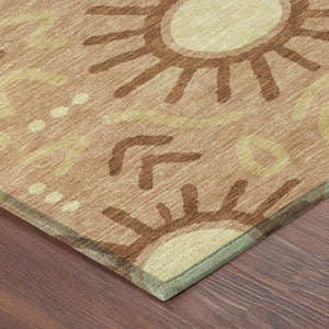 10 X 14 Copper Orange Geometric Polyester Washable Indoor Outdoor Area Rug