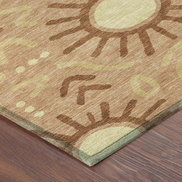 10 X 14 Copper Orange Geometric Polyester Washable Indoor Outdoor Area Rug