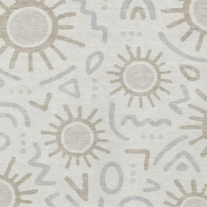 HomeRoots 5 Foot by 8 Ivory Linen Geometric Polyester Washable Indoor Outdoor Rug 733699