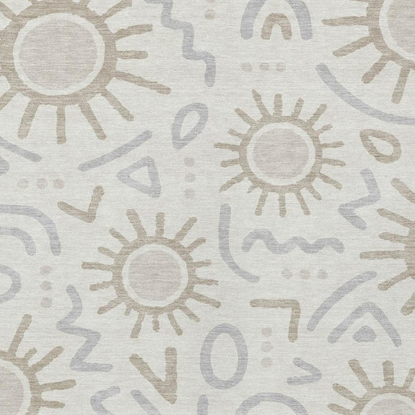 HomeRoots 5 Foot by 8 Ivory Linen Geometric Polyester Washable Indoor Outdoor Rug 733699
