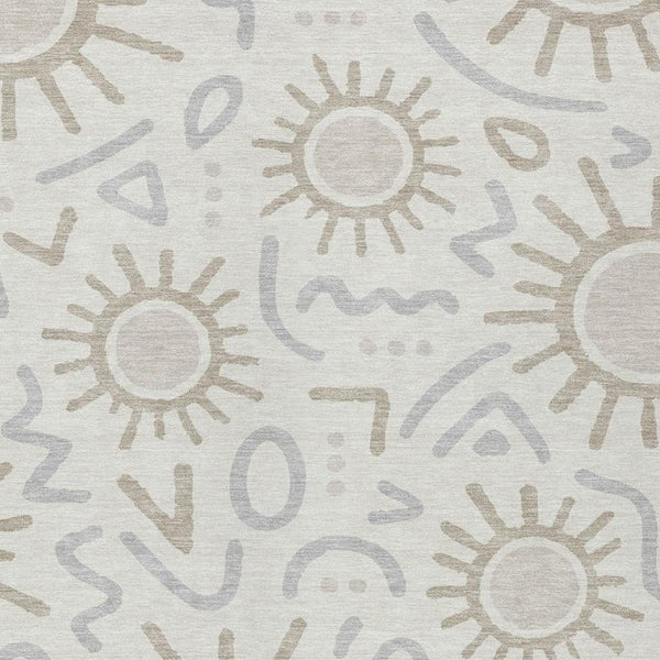 HomeRoots 9 X 12 Geometric Ivory Washable Polyester Area Rug for Indoor Outdoor Living 733702