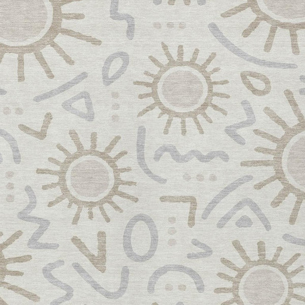 HomeRoots 10 X 14 Geometric Polyester Area Rug Washable Indoor Outdoor Neutral Ivory 733703