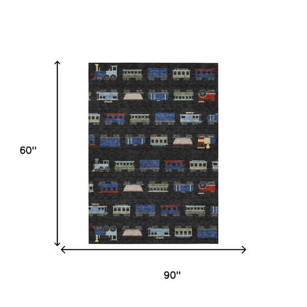 5x8 Abstract Polyester Area Rug Machine Washable for Patio Entryway or Kitchen