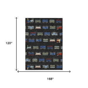 10 X 14 Abstract Washable Polyester Area Rug for Indoor Outdoor Spaces