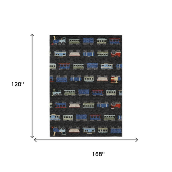 10 X 14 Abstract Washable Polyester Area Rug for Indoor Outdoor Spaces
