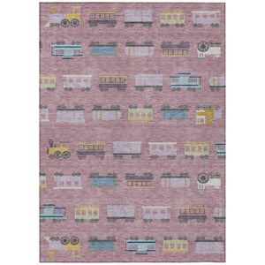 8x10 Blush Pink Abstract Polyester Area Rug Washable for Indoor Outdoor Use