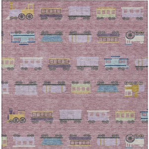 8x10 Blush Pink Abstract Polyester Area Rug Washable for Indoor Outdoor Use