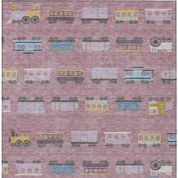 9x12 Blush Abstract Washable Polyester Area Rug for Indoor Outdoor Living Spaces