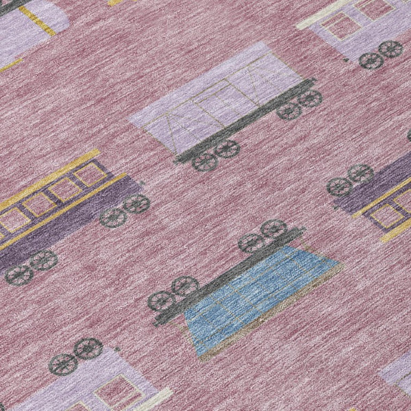 9x12 Blush Abstract Washable Polyester Area Rug for Indoor Outdoor Living Spaces