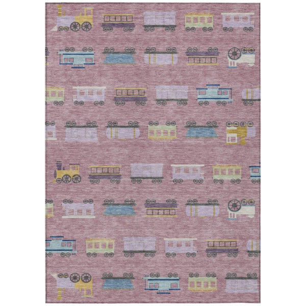 10 X 14 Blush Abstract Washable Polyester Area Rug for Indoor Outdoor Living