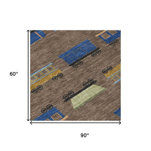 Abstract Washable Polyester Area Rug for Indoor Outdoor Patios Living Rooms and Entryways
