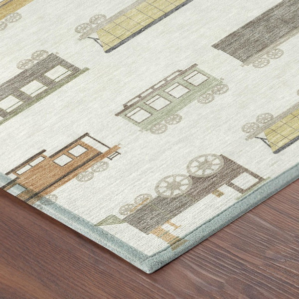 Abstract Washable Polyester Area Rug Felt Backed for Indoor Outdoor Living Spaces Modern Decor