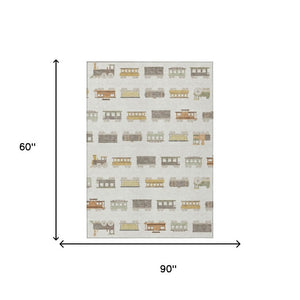 Abstract Washable Polyester Area Rug Felt Backed for Indoor Outdoor Living Spaces Modern Decor