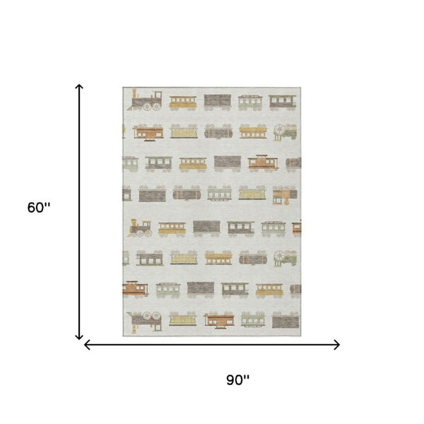 Abstract Washable Polyester Area Rug Felt Backed for Indoor Outdoor Living Spaces Modern Decor