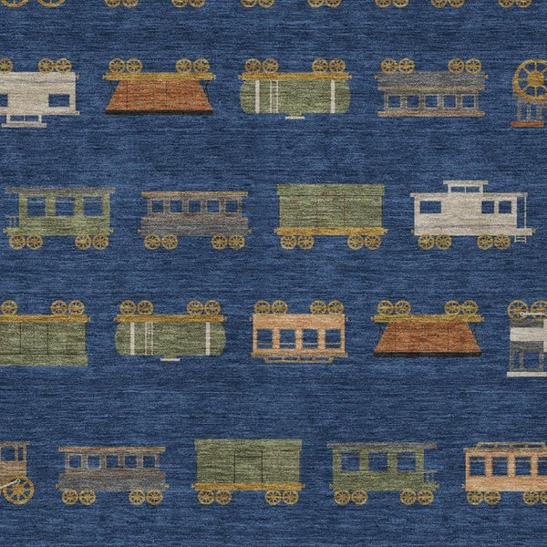 HomeRoots 8 Ft X 10 Ft Abstract Navy Washable Polyester Rug for Indoor Outdoor Living 733749