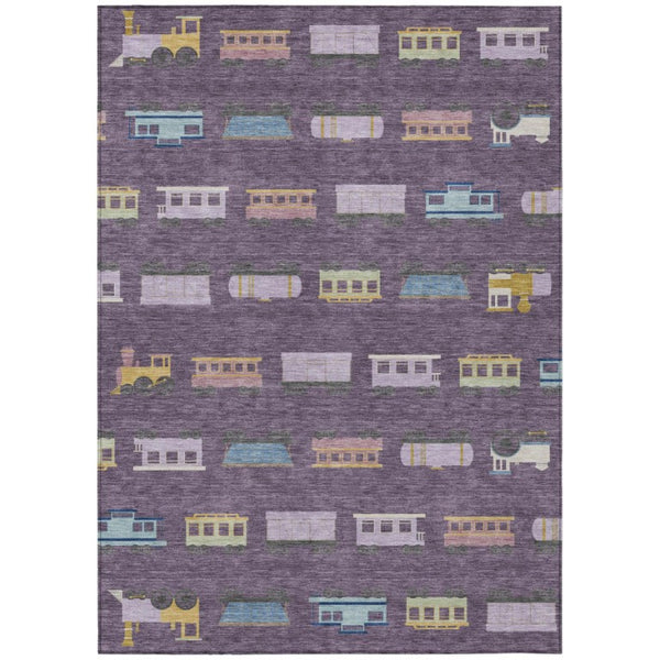 8 X 10 Abstract Plum Purple Washable Polyester Indoor Outdoor Area Rug Patio