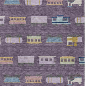 HomeRoots 8 X 10 Abstract Plum Purple Washable Polyester Indoor Outdoor Area Rug Patio 733761