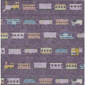 HomeRoots 9 X 12 Abstract Plum Purple Washable Polyester Area Rug for Indoor Outdoor Spaces 733762
