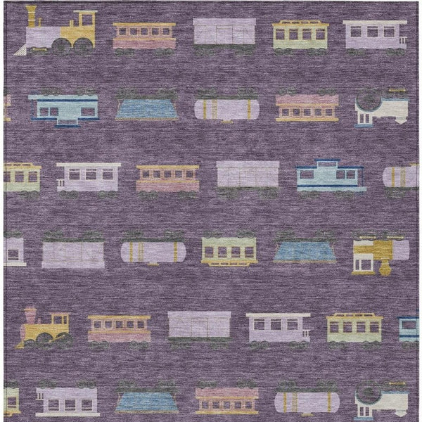 HomeRoots 9 X 12 Abstract Plum Purple Washable Polyester Area Rug for Indoor Outdoor Spaces 733762